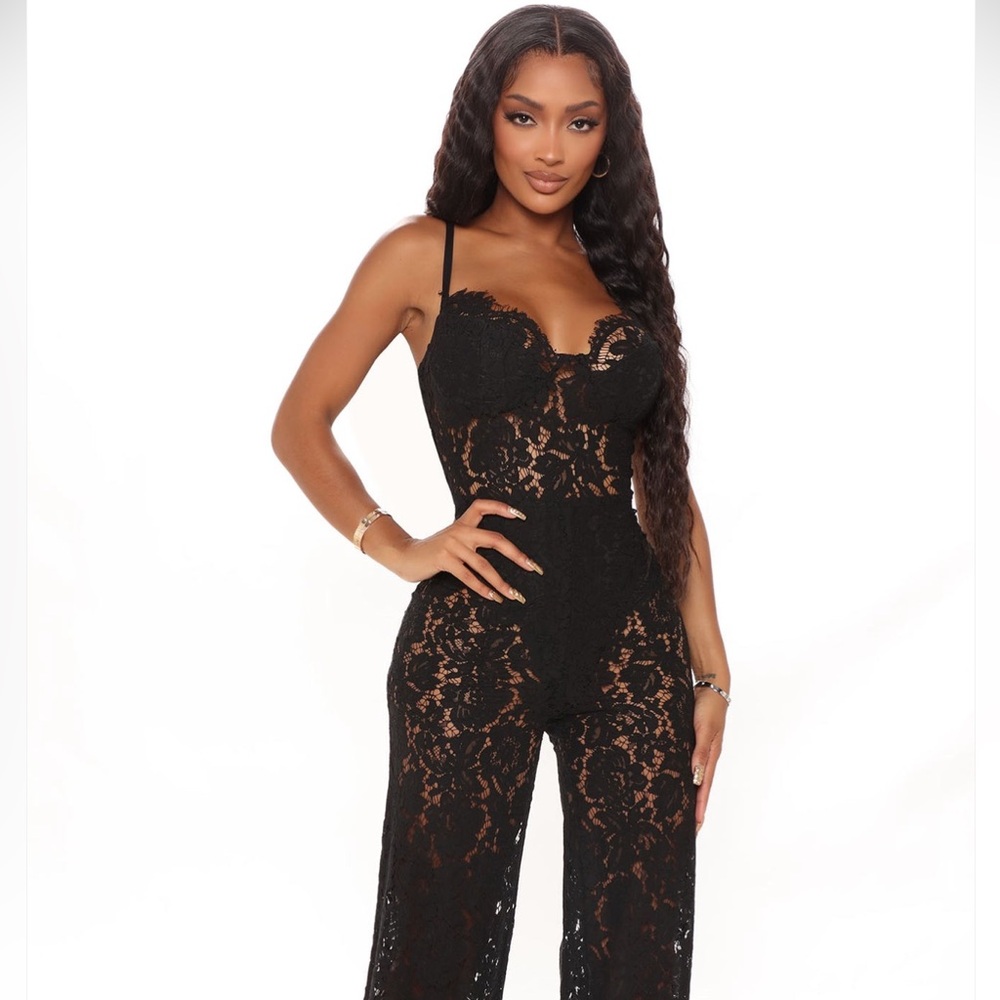 Fashion Nova Black Lace Jumpsuit